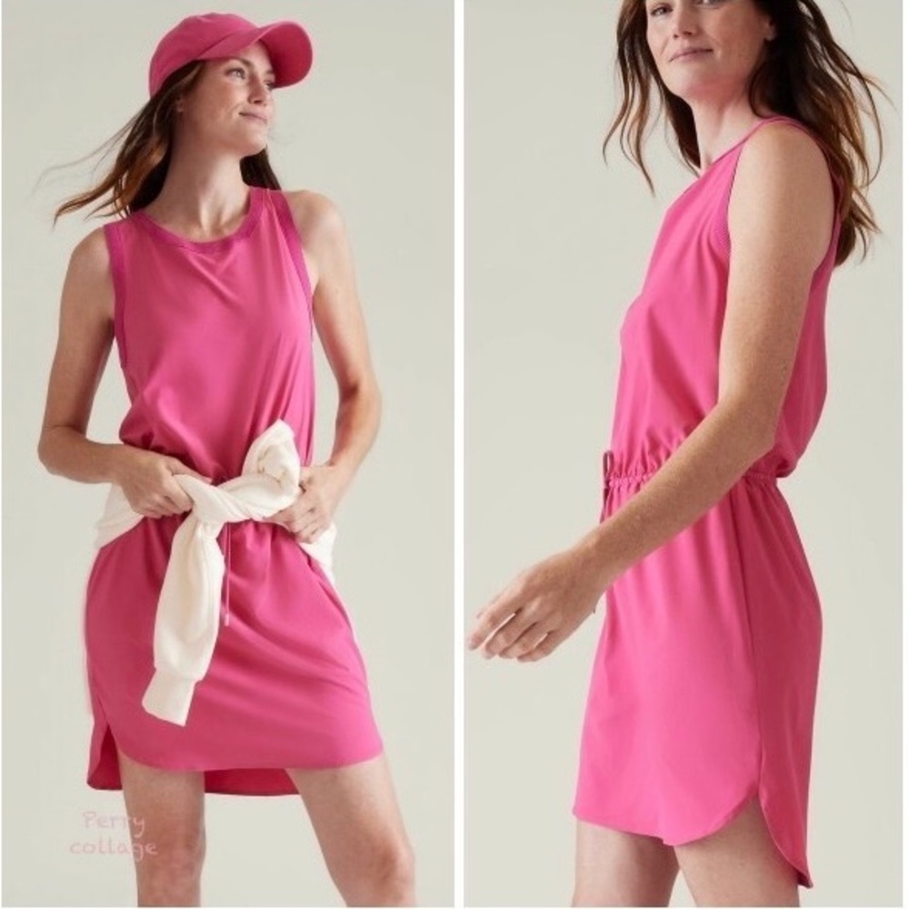 NWT Athleta Rincon Dress Athleisure Salvia Pink Size L